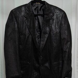 Black Faux Suede Men's Blazer 48R